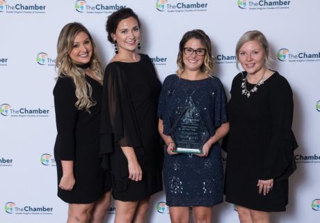 Webworks girls holding the award